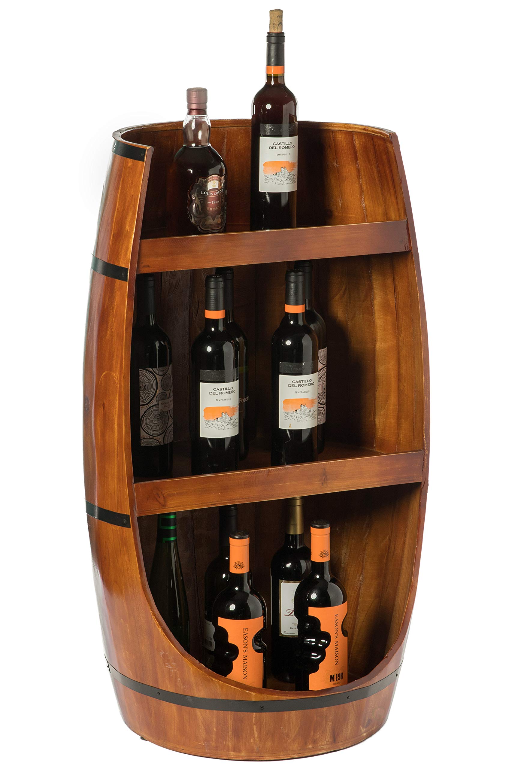 Vintiquewise Rustic Wooden Wine Barrel Display Shelf - Vintage Wine Rack for Storage & Home Decor - Perfect for Wine Cellars, Bars, and Farmhouse Style Kitchens