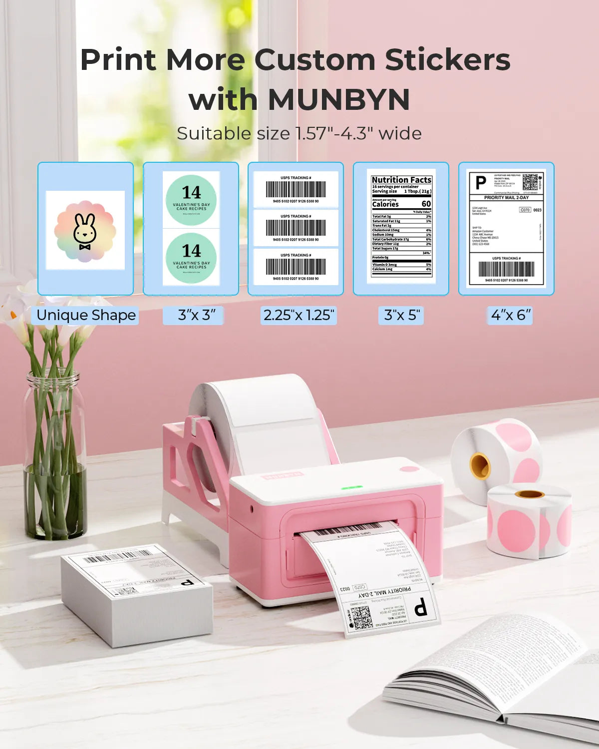 MUNBYN P941B Upgraded Bluetooth Thermal Label Printer - High-Speed Wireless Barcode Printing for Ecommerce, Shipping & Retail (Ideal for Amazon FBA, Shopify & Small Business Logistics)