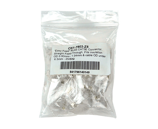 CAT5E Easy Feed RJ45 Connector - 25 Pack for Ethernet Cables Under 6.5mm OD | High-Speed Network Installation & Home Office Setup
