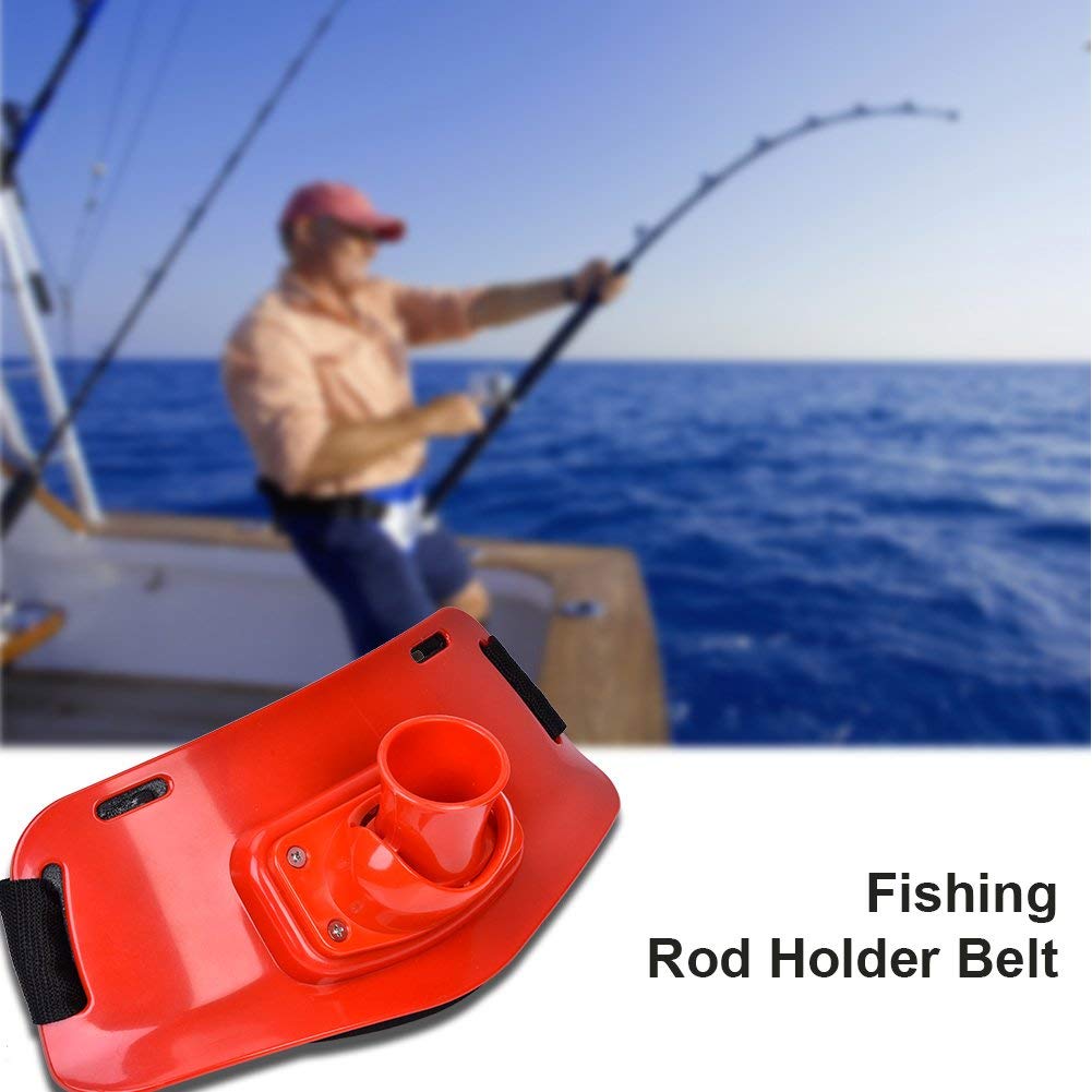 **Ubersweet® Adjustable Fishing Rod Holder Waist Belt - Comfortable Back Support for Boat & Rock Fishing - Relieves Pressure from Fish Struggling (Red) - Perfect for Anglers & Outdoor Enthusiasts**