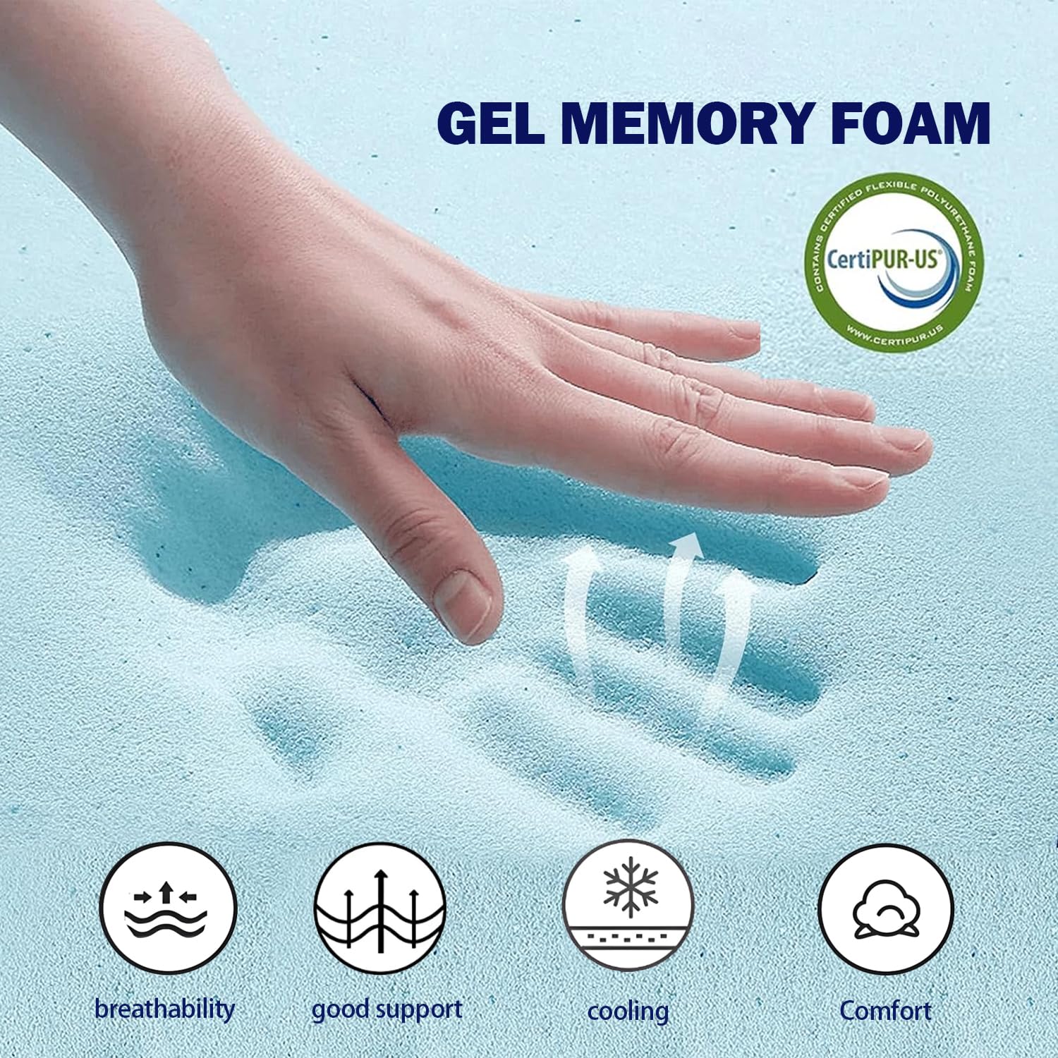 3 Inch Dual Layer Cooling Gel Memory Foam Mattress Topper King Size - 2 Inch Gel Infused Memory Foam with 1 Inch Pillow Top, Fits 8-21 Inch Deep Pocket Mattresses | Perfect for Hot Sleepers & Pressure Relief, Enhances Comfort for Side, Back & Stomach Sleepers