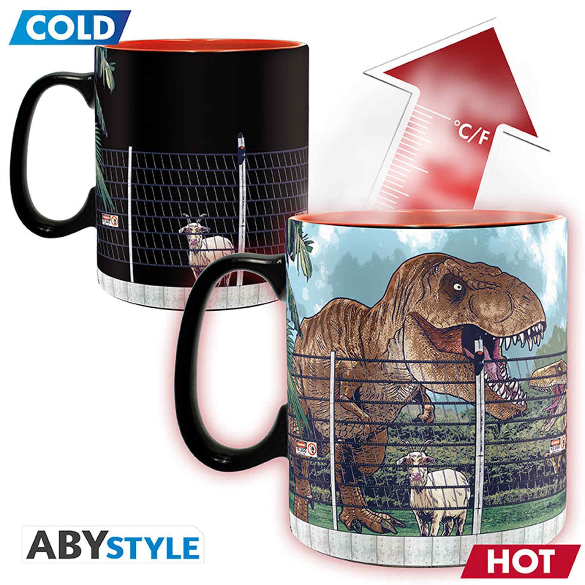 Heat Changing Jurassic Park Mug - Large Capacity Dinosaur Themed Coffee Cup for Home, Office & Gifts - ABYstyle Official Merchandise