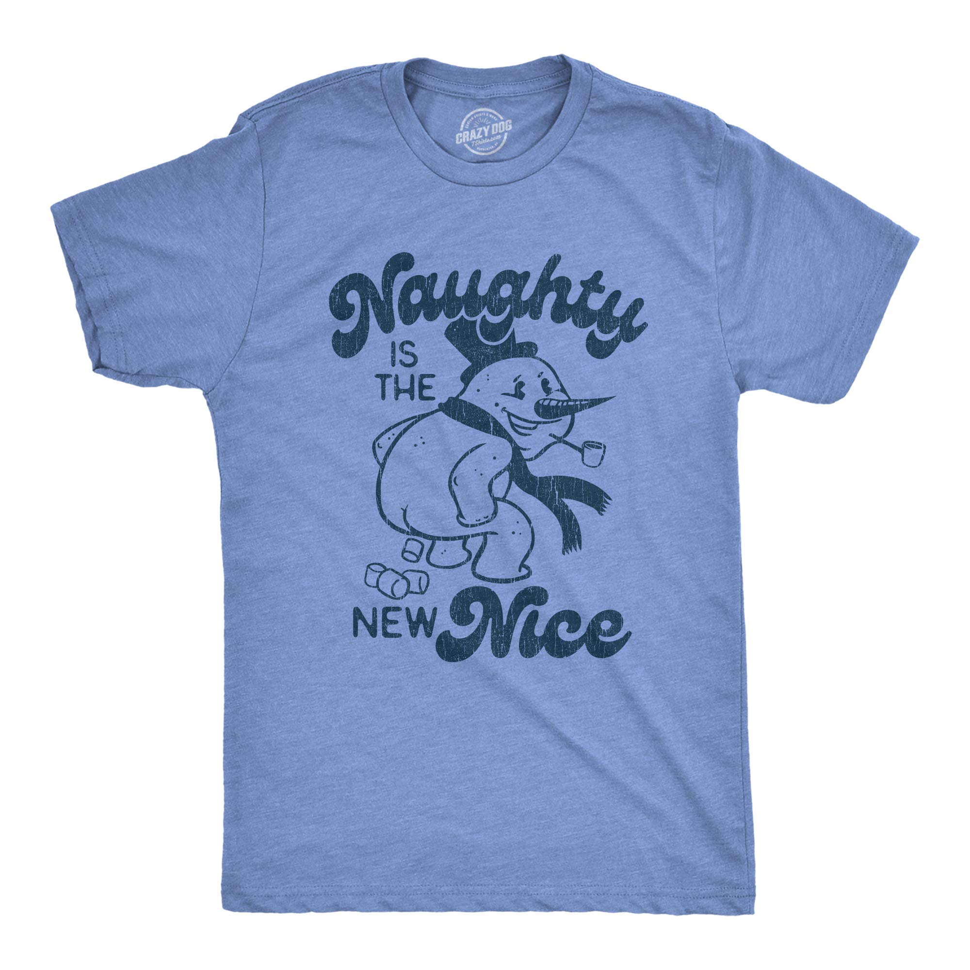 Funny Men's Winter T-Shirt - Naughty is The New Nice Snowman Poop Graphic Novelty Tee | Christmas Party, Ugly Sweater Contest & Holiday Gift Idea