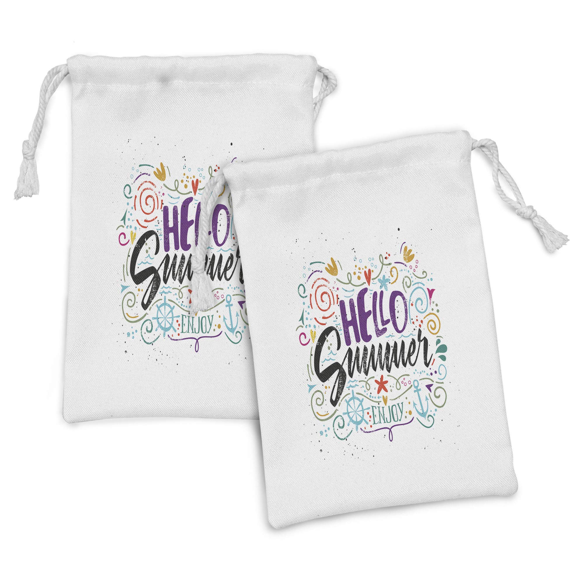 Ambesonne 2-Pack Fabric Drawstring Pouch Set - 
