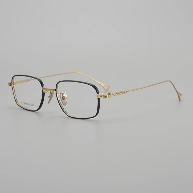 Men's Titanium Full Rim Square Eyeglasses - Lightweight Durable Frame for Work & Reading | Fashionable Brow Line Design 942044 | Perfect for Office, Driving & Daily Use