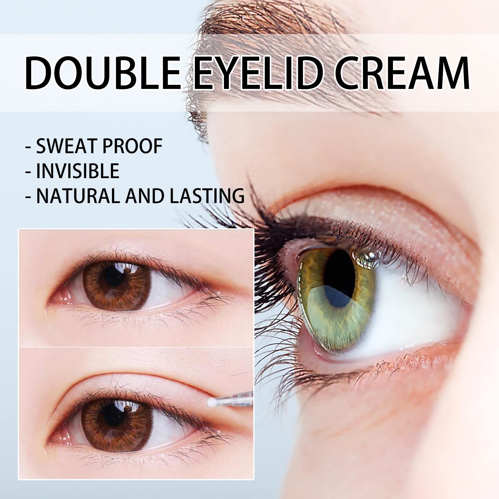 Invisible Double Eyelid Strips & Eyeliner Pen - Long Lasting Eyelid Glue & Styling Cream Stick for Natural Eye Makeup - Perfect for Daily Use, Parties & Special Occasions (Size A, One Size)