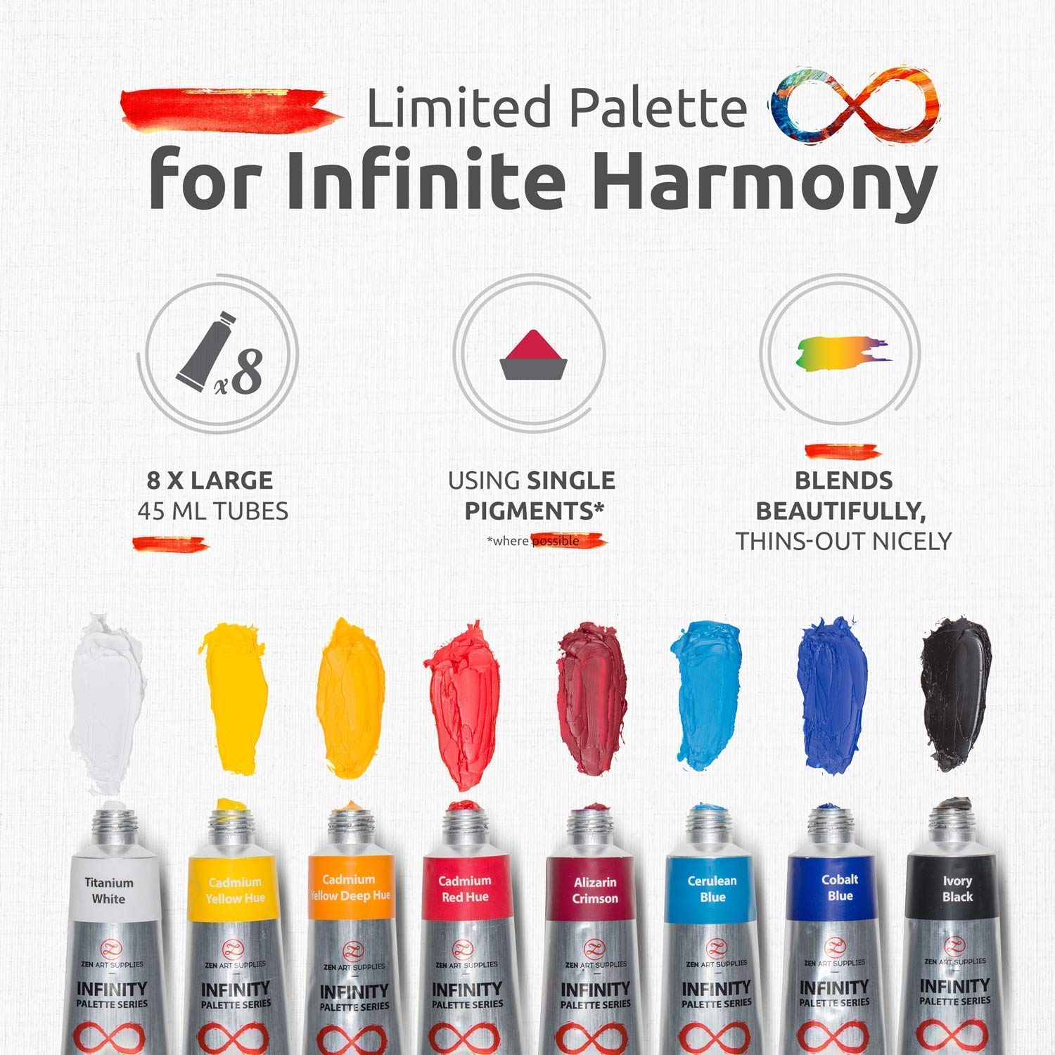 Premium Non-Toxic Oil Paint Set for Professional Artists - 12 Colors (3 x 8 x 45ml Tubes) - Portrait, Essential & Impressionist Palettes with High Pigment & Glossy Finish | Perfect for Studio Painting, Canvas Art & Landscape Masterpieces