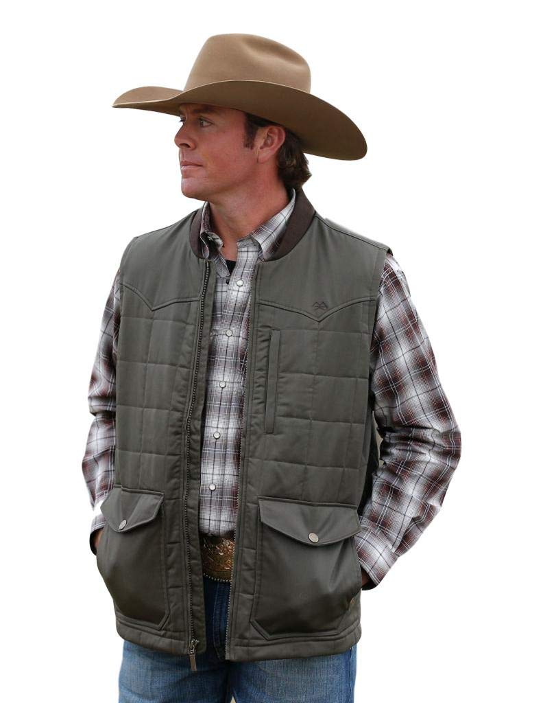 Men's Wax Coated Quilted Western Vest with Logo - Durable Cowboy Style for Rodeo, Ranch Work & Outdoor Adventures