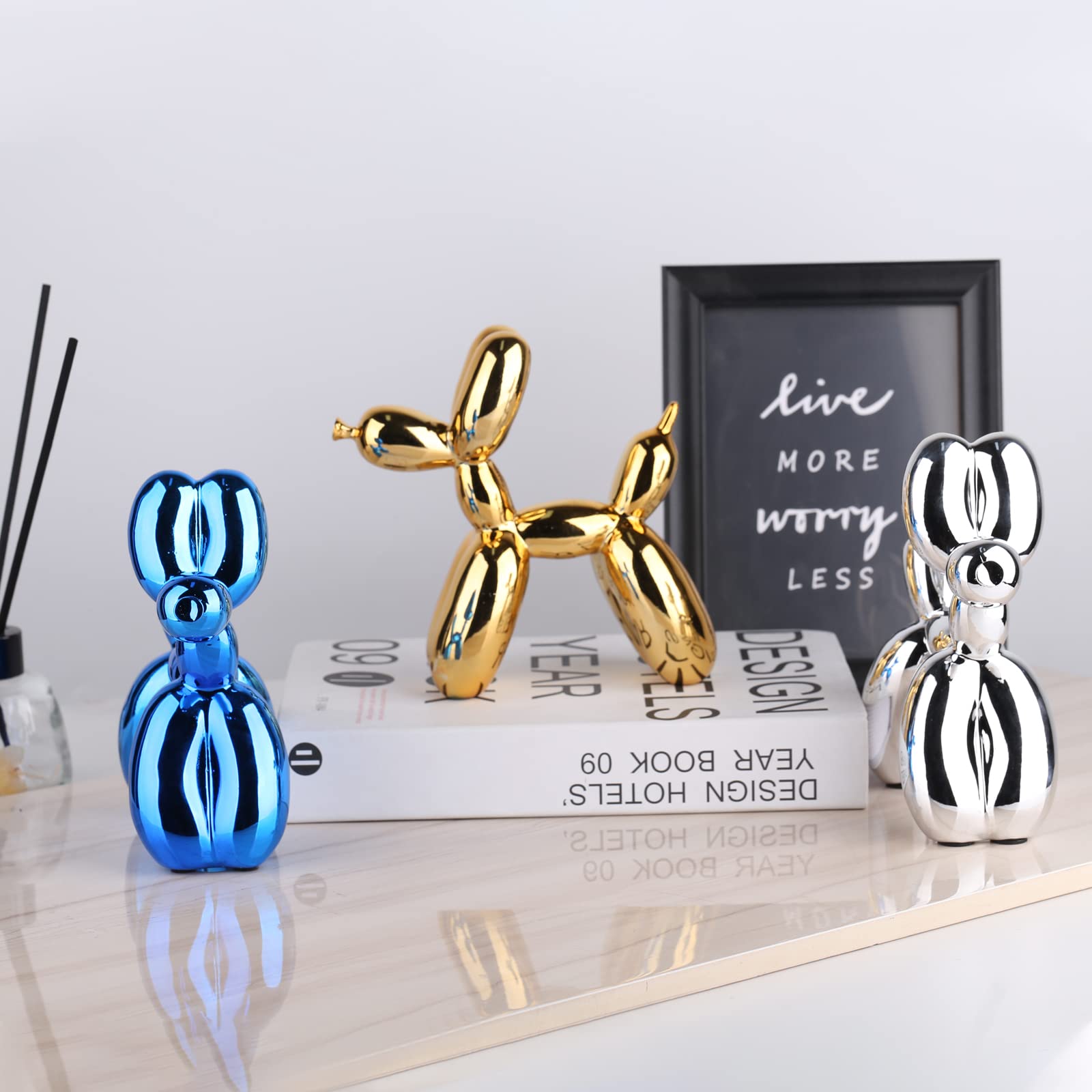 Silver Balloon Dog Sculpture - Modern Animal Art Decor for Bedroom, Office & Preppy Room | Unique Gift Idea & Stylish Home Decoration