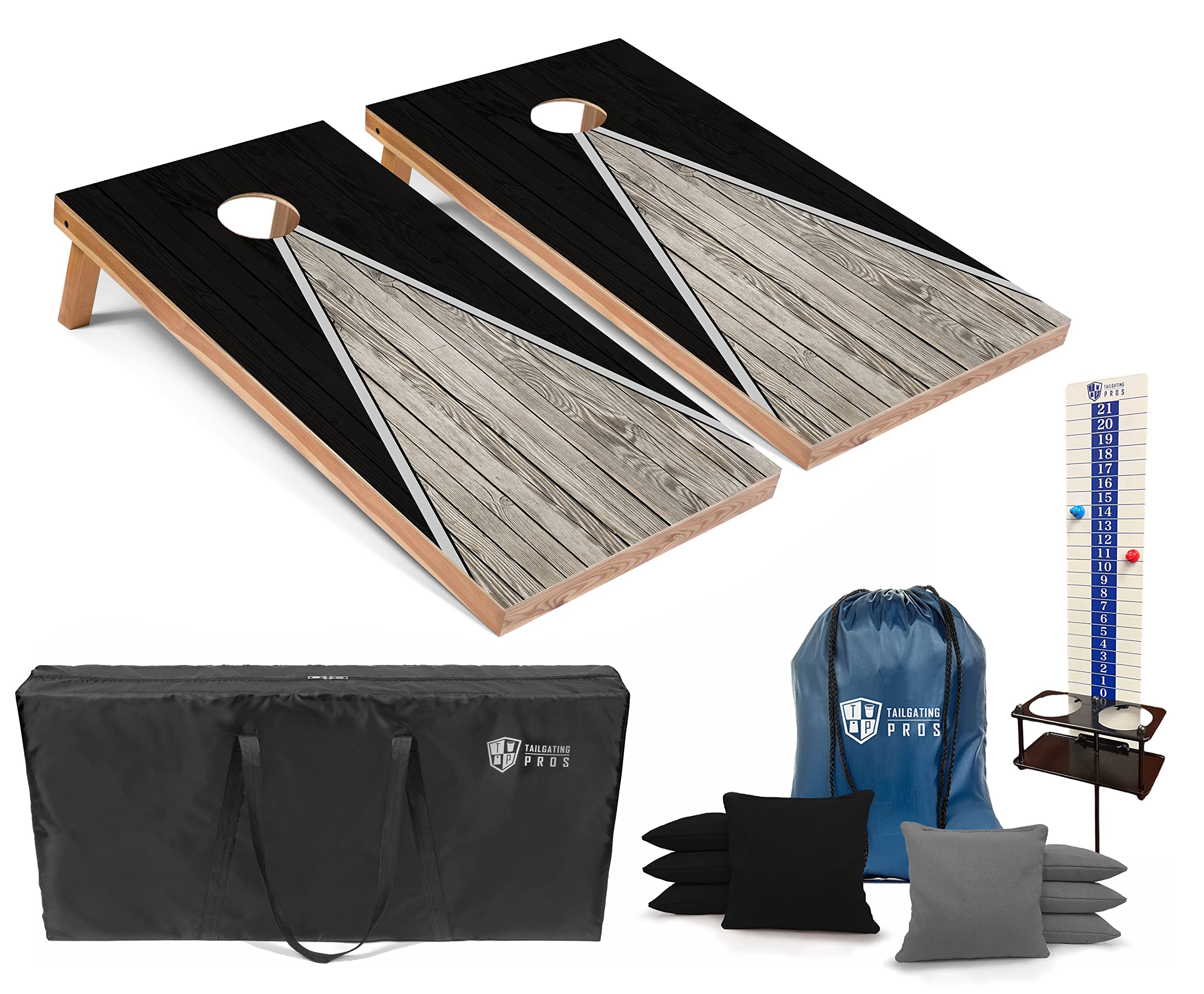 Tailgating Pros Regulation Cornhole Board Set - 4'x2' Corn Hole Toss Game with Score Keeper, 8 Bean Bags & Carrying Case | Perfect for Backyard BBQs, Tailgate Parties & Outdoor Family Fun