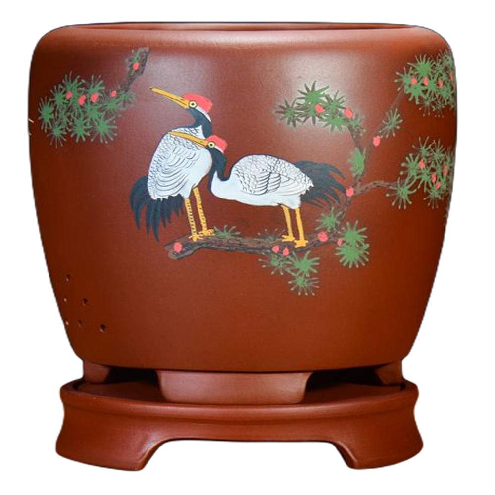 Handmade Red Ceramic Flower Pots with Drain Hole - Large Outdoor Planters for Succulents, Plants & Flowers (Ø24cm x H29.5cm) - Perfect for Patio, Garden & Home Decor