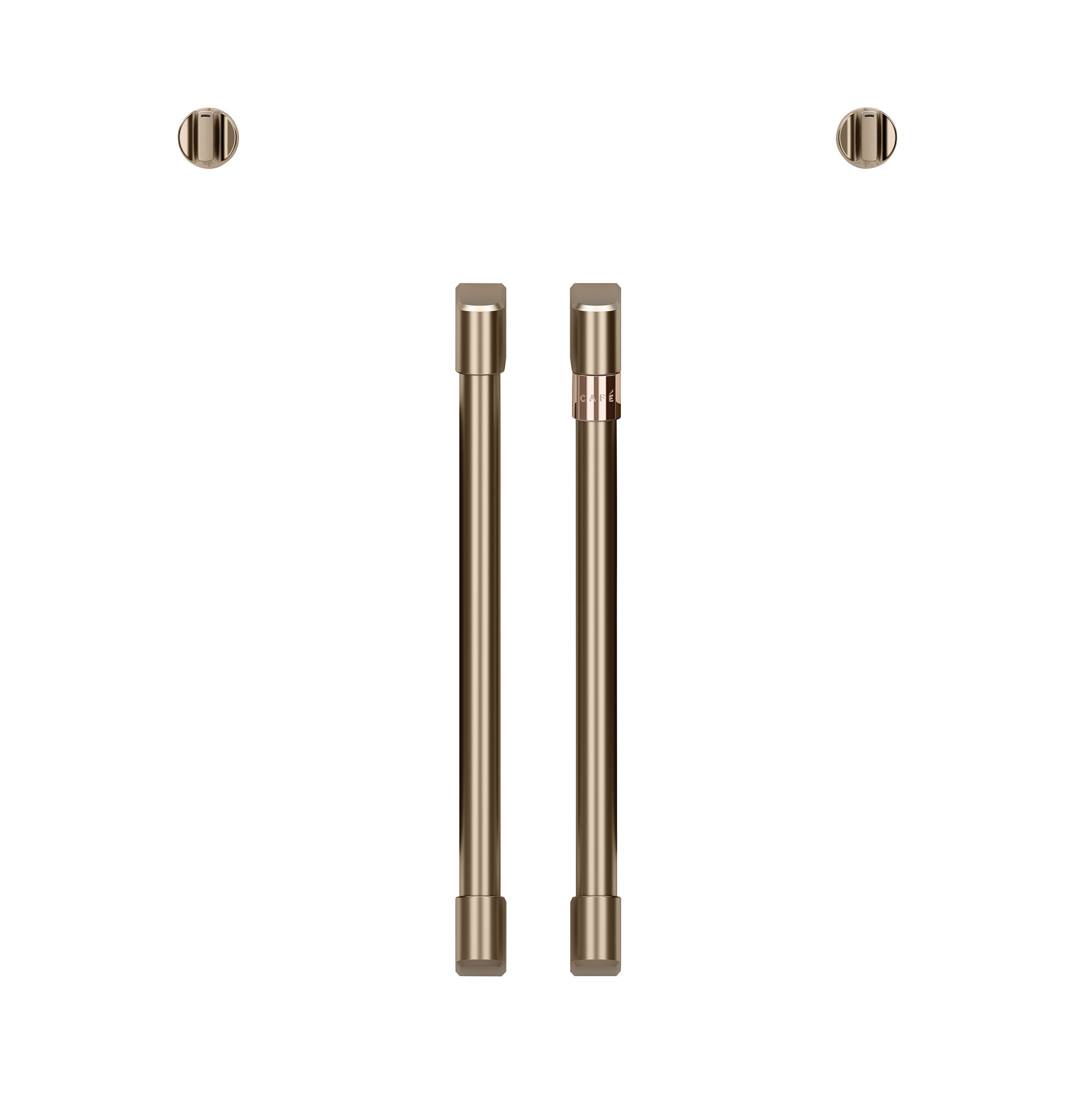 Brushed Bronze French Door Handles and Knobs Set - 2Pcs Handles & 2Pcs Knobs - Café™ CXWSFHKPMBZ - Perfect for Modern Kitchen Cabinets and Interior Doors
