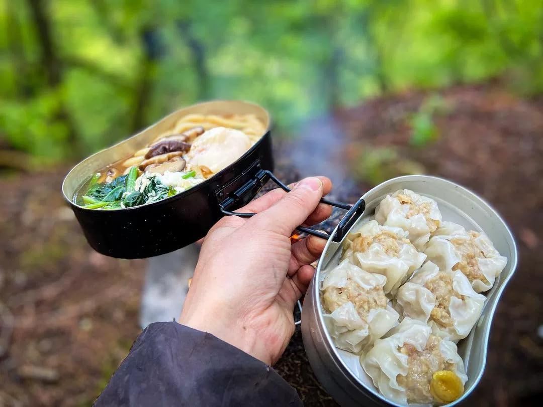 **Portable Camping Cookware Set - 1.1L Lightweight Mess Kit for Outdoor Cooking, Hiking & Backpacking (Black) - Perfect for Camping Trips & Picnics**
