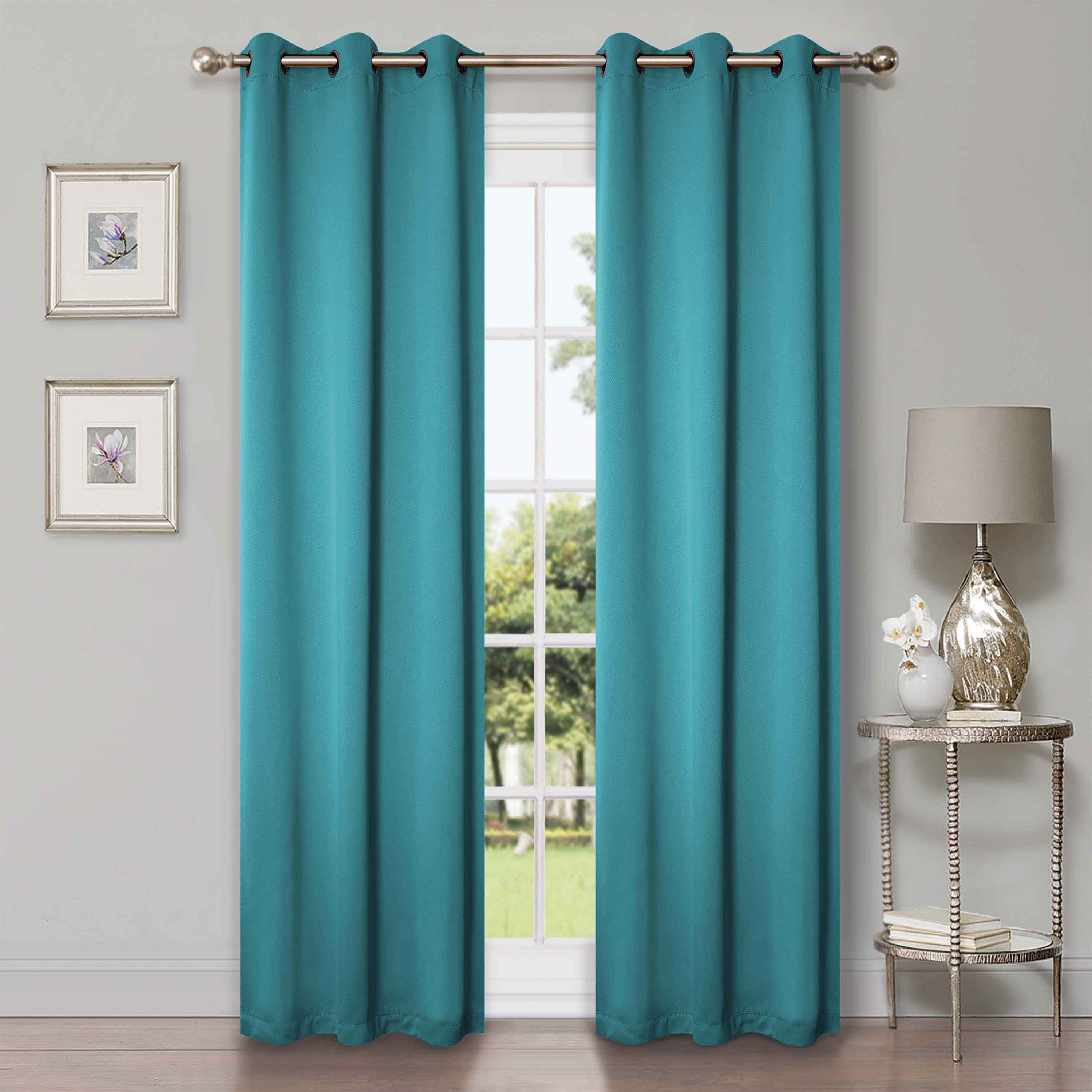 Solid Classic Modern Grommet Blackout Curtain Set - Thermal Insulated Window Drapes for Bedroom & Living Room - Noise Reducing Room Darkening Curtains for Better Sleep