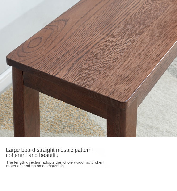Solid Oak & Black Walnut Nordic Style Long Bench - Rustic Wooden Entryway, Dining Room, or Bedroom Seating Furniture for Home Decor
