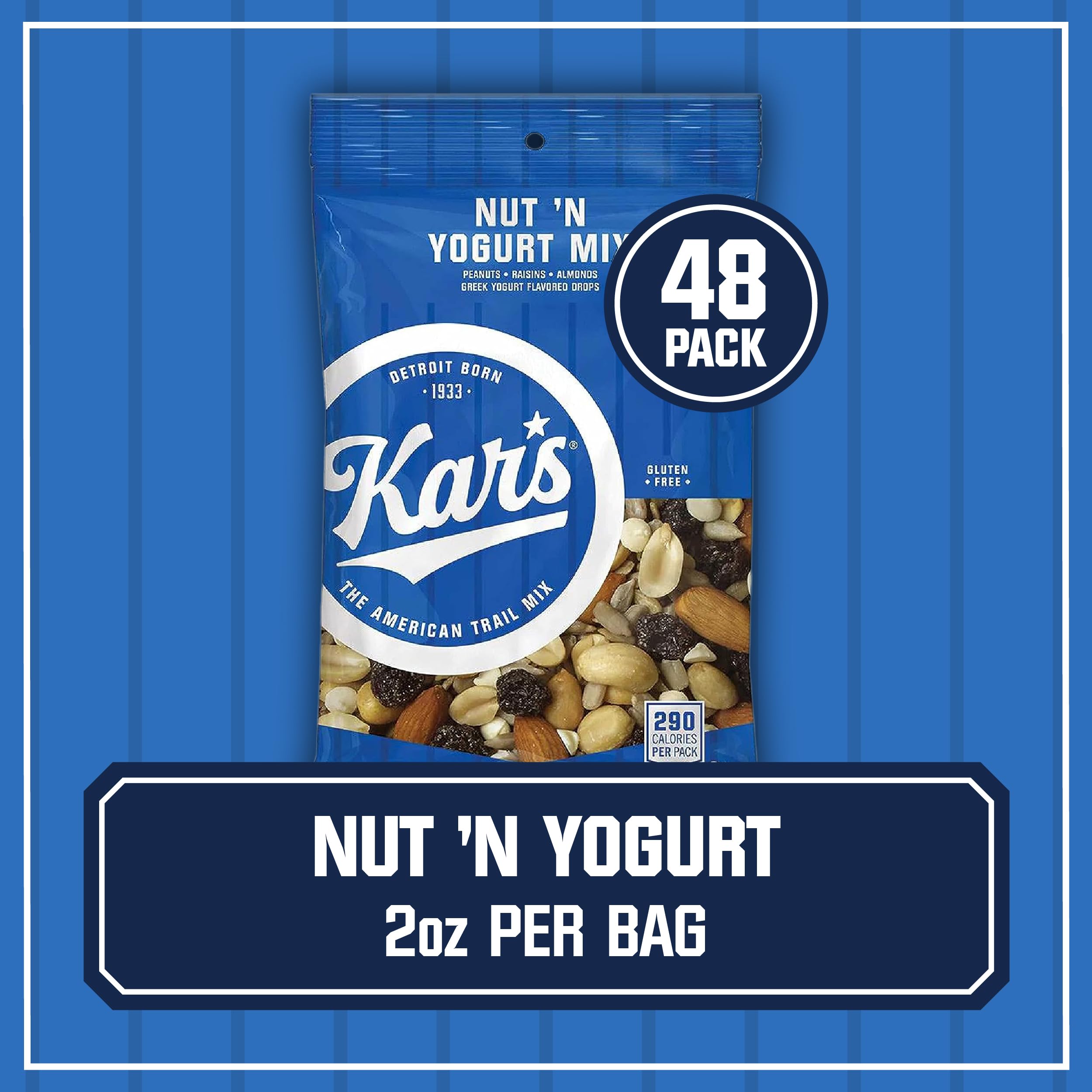 Kar's Nut 'N Yogurt Trail Mix - 2 oz Individual Snack Packs (Bulk 48 Pack) | Gluten-Free, Healthy Snacks for Hiking, Office & School Lunch | Protein-Packed Energy Mix for On-The-Go