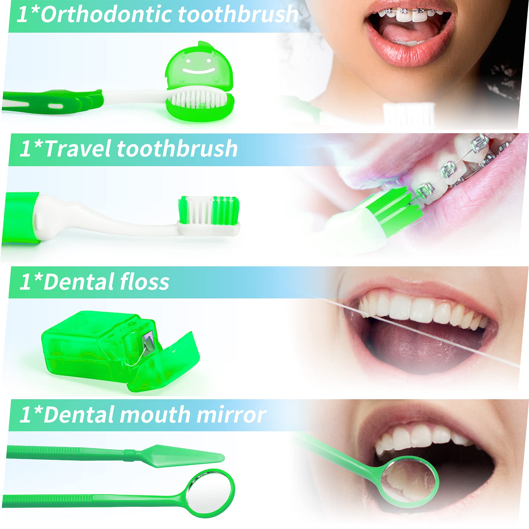 Annhua 8-Piece Braces Care Kit - Orthodontic Cleaning Tools with Interdental Brush & Wax for Travel