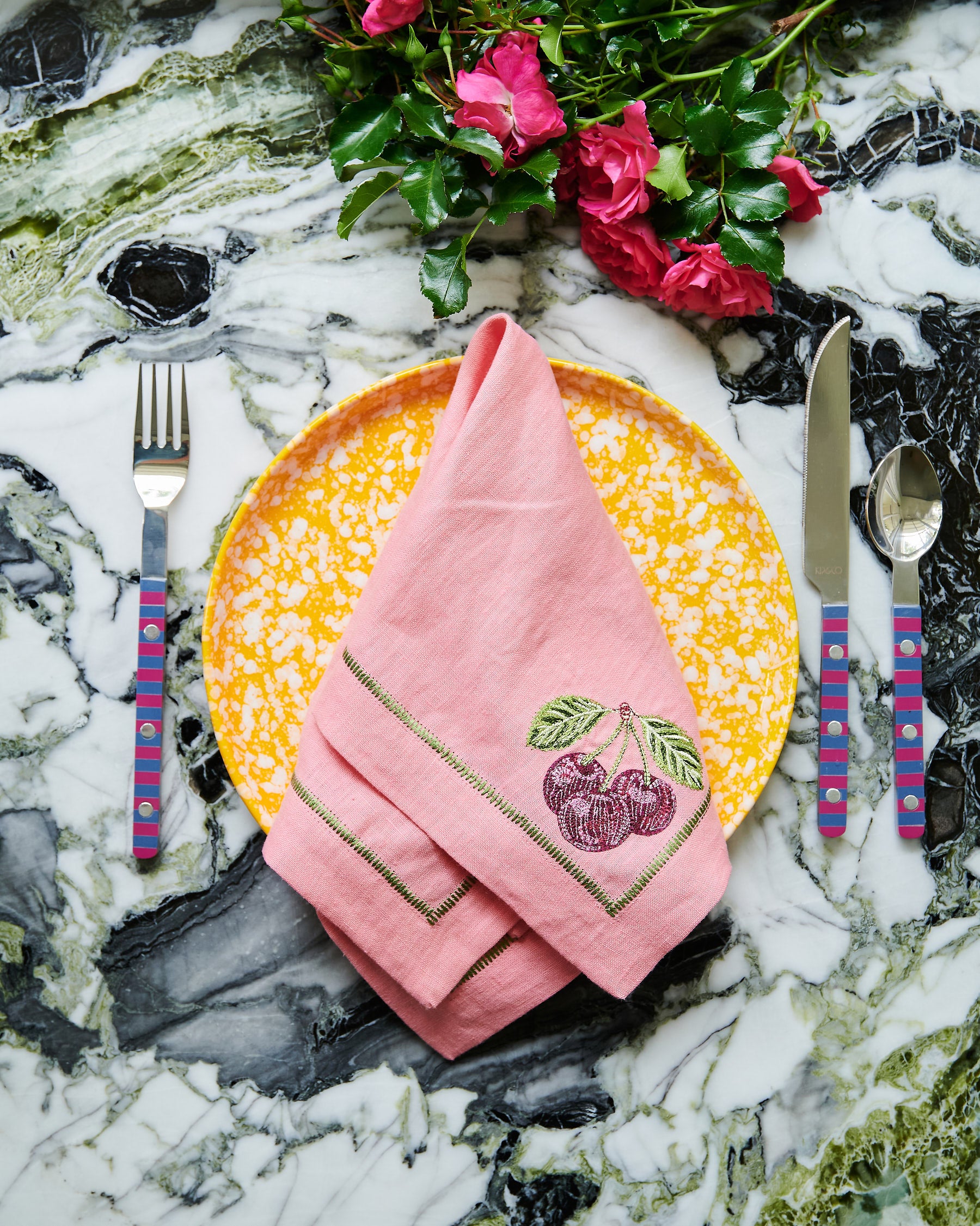 Berry Bliss Embroidered Linen Napkins Set of 4 - Premium Quality Table Linens for Dinner Parties, Weddings & Home Decor