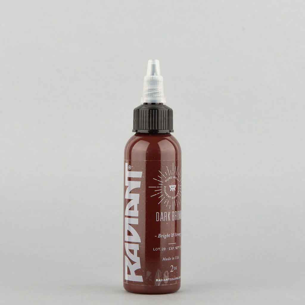 Premium Dark Brown Radiant Tattoo Ink - 1 oz Bottle for Professional Tattoo Artists | Long-Lasting & Vibrant Color | Ideal for Fine Line Work, Shading & Realism Tattoos