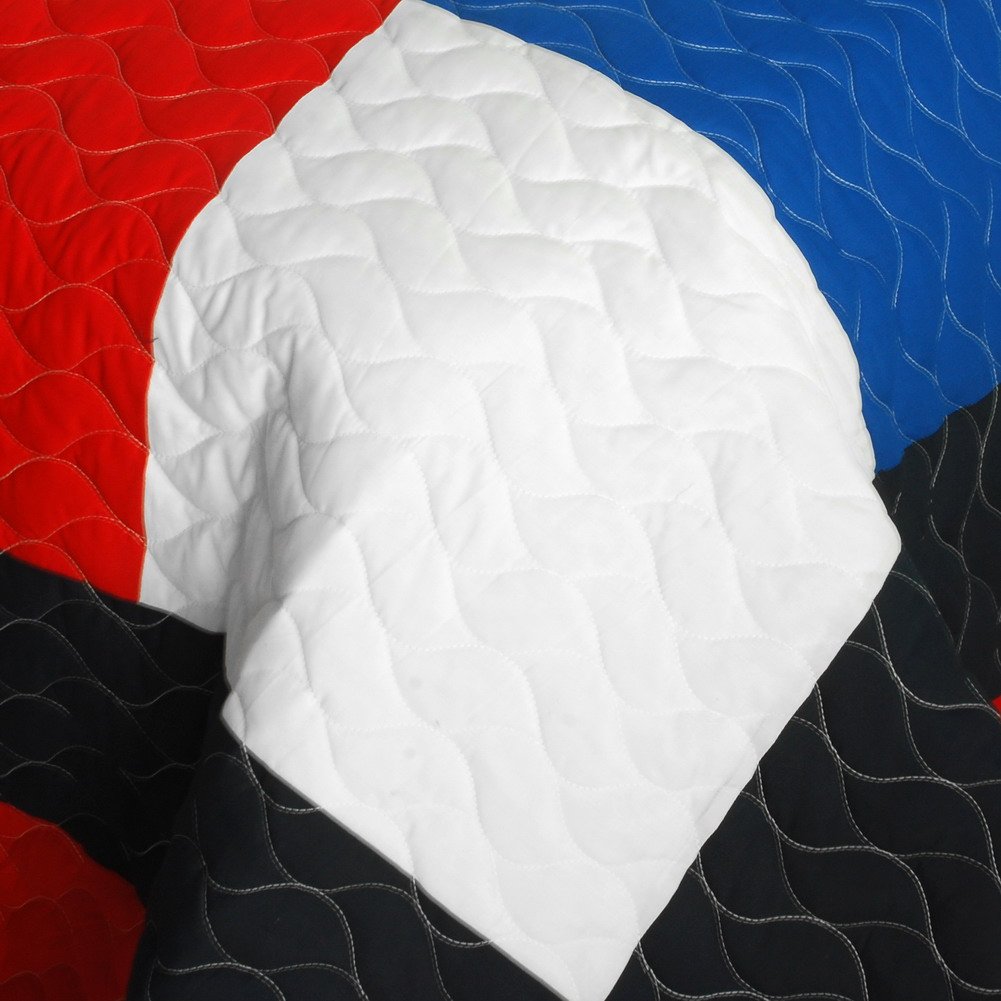 Be Myself Vermicelli-Quilted Patchwork Geometric Quilt Set Full/Queen Size - Soft Bedding for Cozy Bedroom Decor & Guest Room Essentials