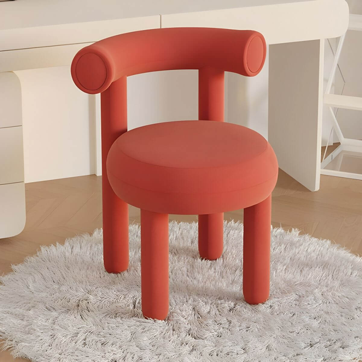 Luxury Upholstered Vanity Stool with Metal Legs & Backrest - Elegant Dressing Room Seat for Makeup, Bedroom Decor & Boudoir Furniture