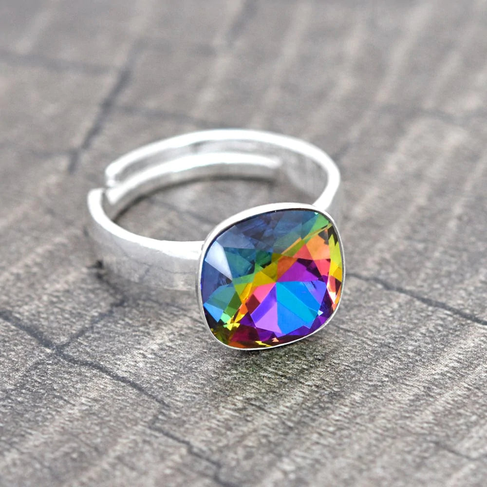 Adjustable Silver Ring with Genuine Volcano Stone - Stylish Boho Jewelry for Women, Perfect for Everyday Wear & Special Occasions