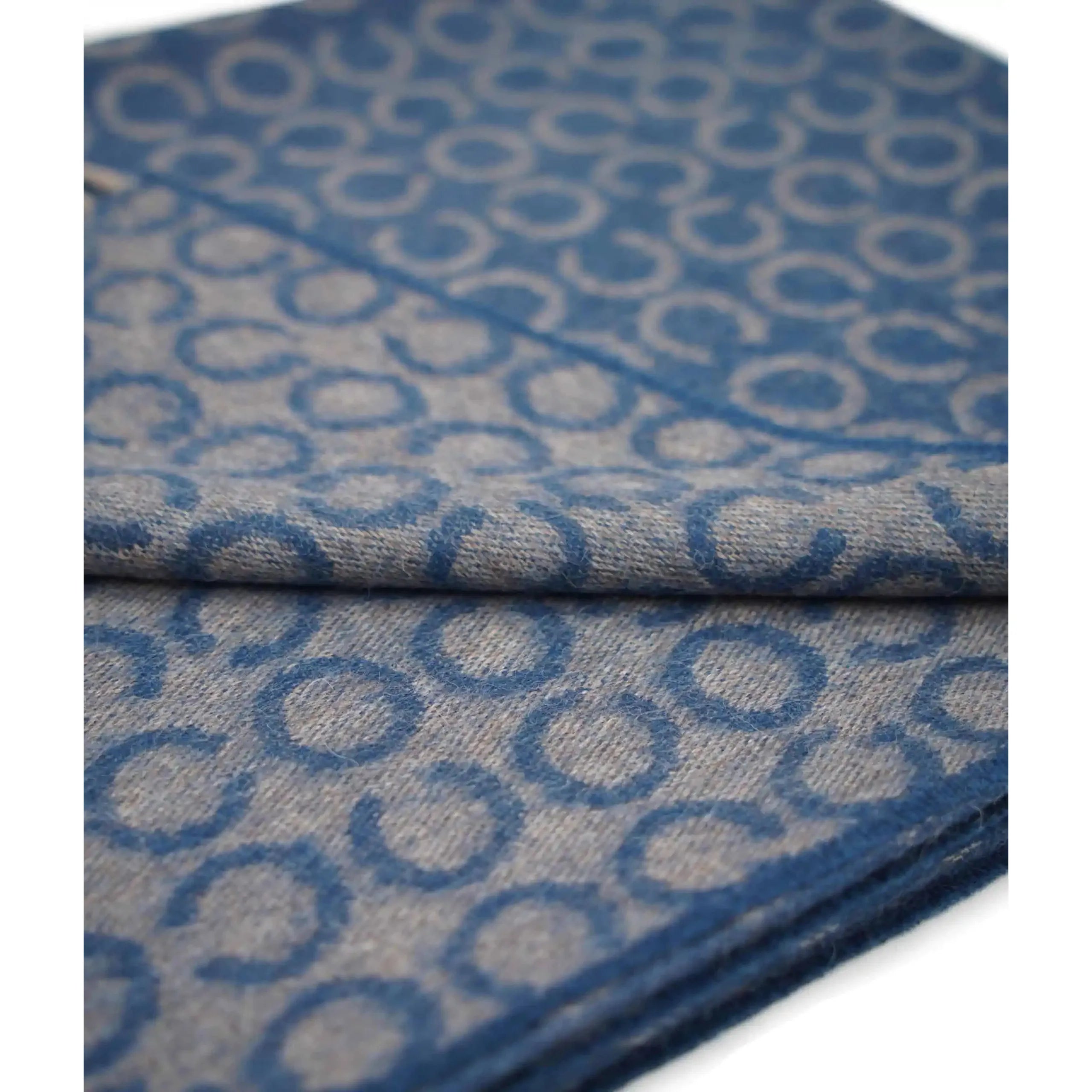 Premium 100% Baby Alpaca Wool Throw Blanket - Indigo Blue & Grey (79