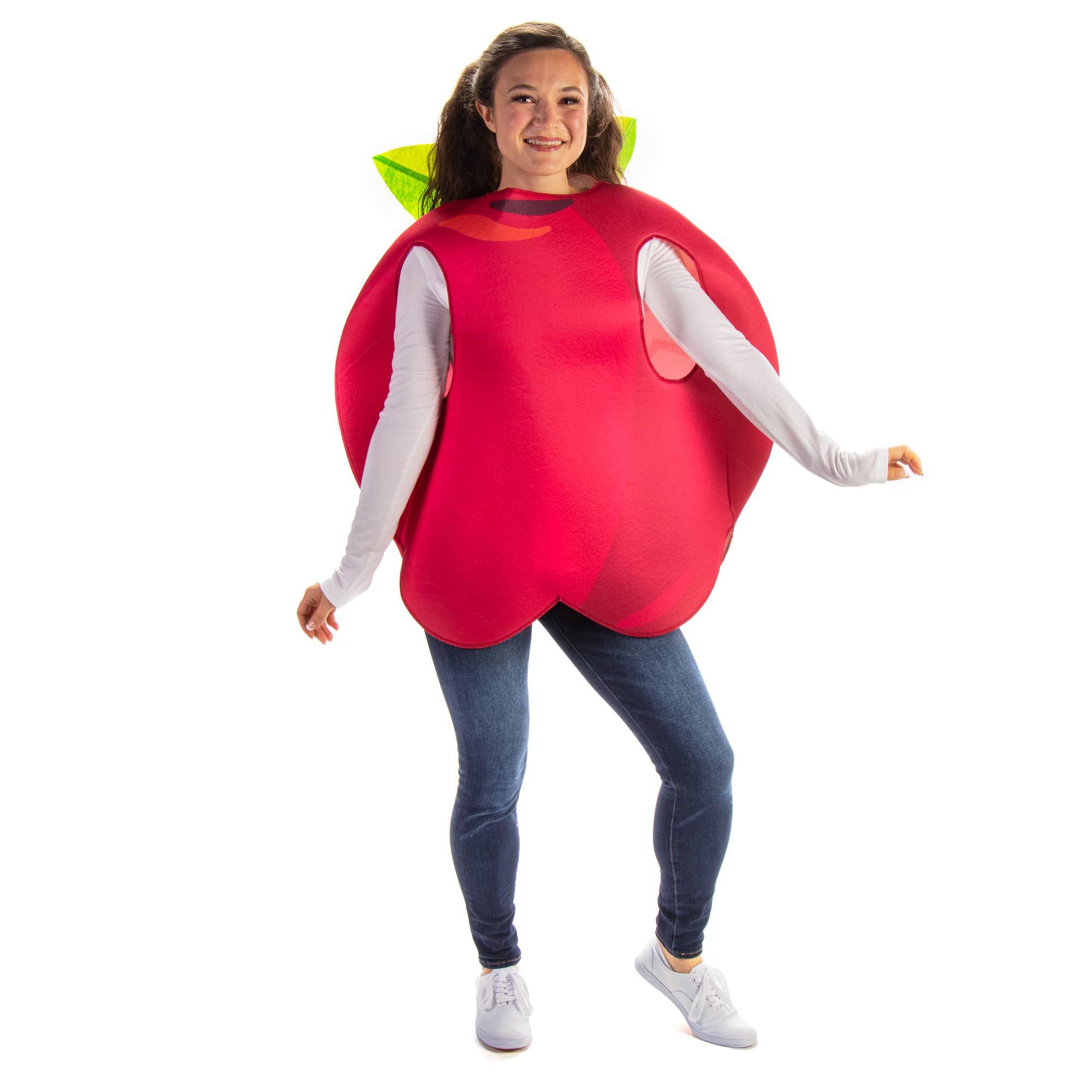 Funny Apple Costume for Adults - One Size Fits All Halloween Slip-On Outfit - Perfect for Halloween Parties, Cosplay & Themed Events