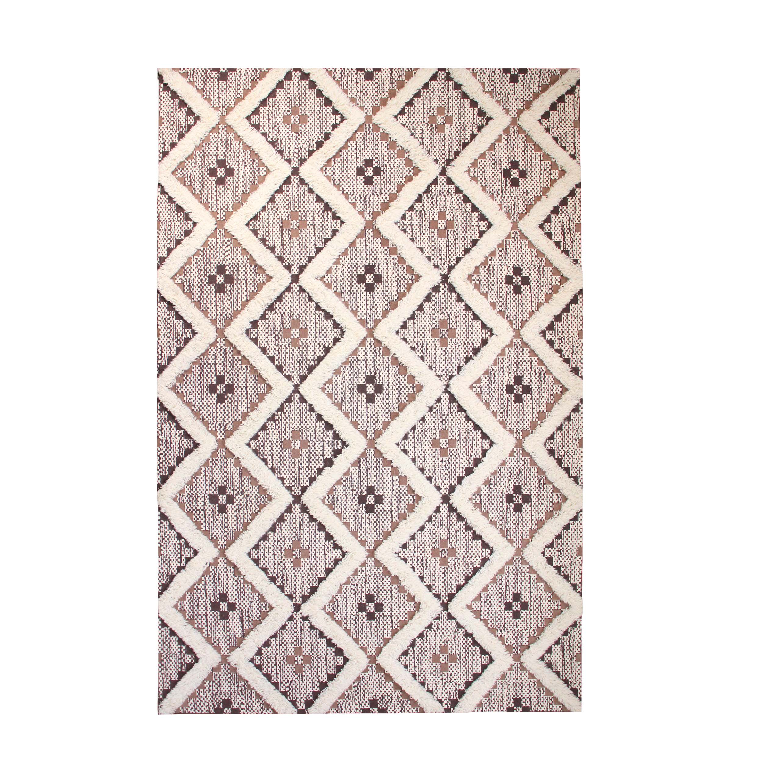 Hand Tufted Cotton Wool Geometric Farmhouse Area Rug - Soft Textured Boho Chic Rug for Living Room, Bedroom, Dining Room Decor