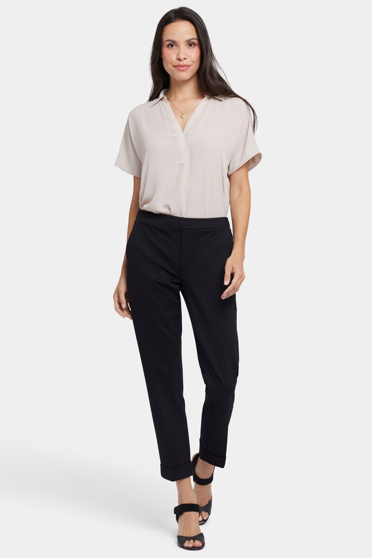 Cassidy Women's Ankle Pull On Pants - Comfortable Stretch Work Pants for Business Casual & Office Wear (Black)