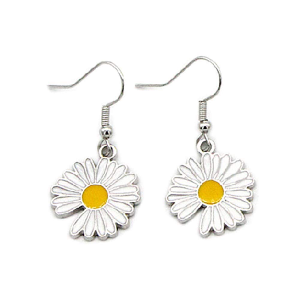 925 Silver Plated Sunflower Drop Earrings for Women - Yellow Daisy Dangle Tassel Jewelry | Perfect for Summer Outfits, Boho Style & Casual Wear