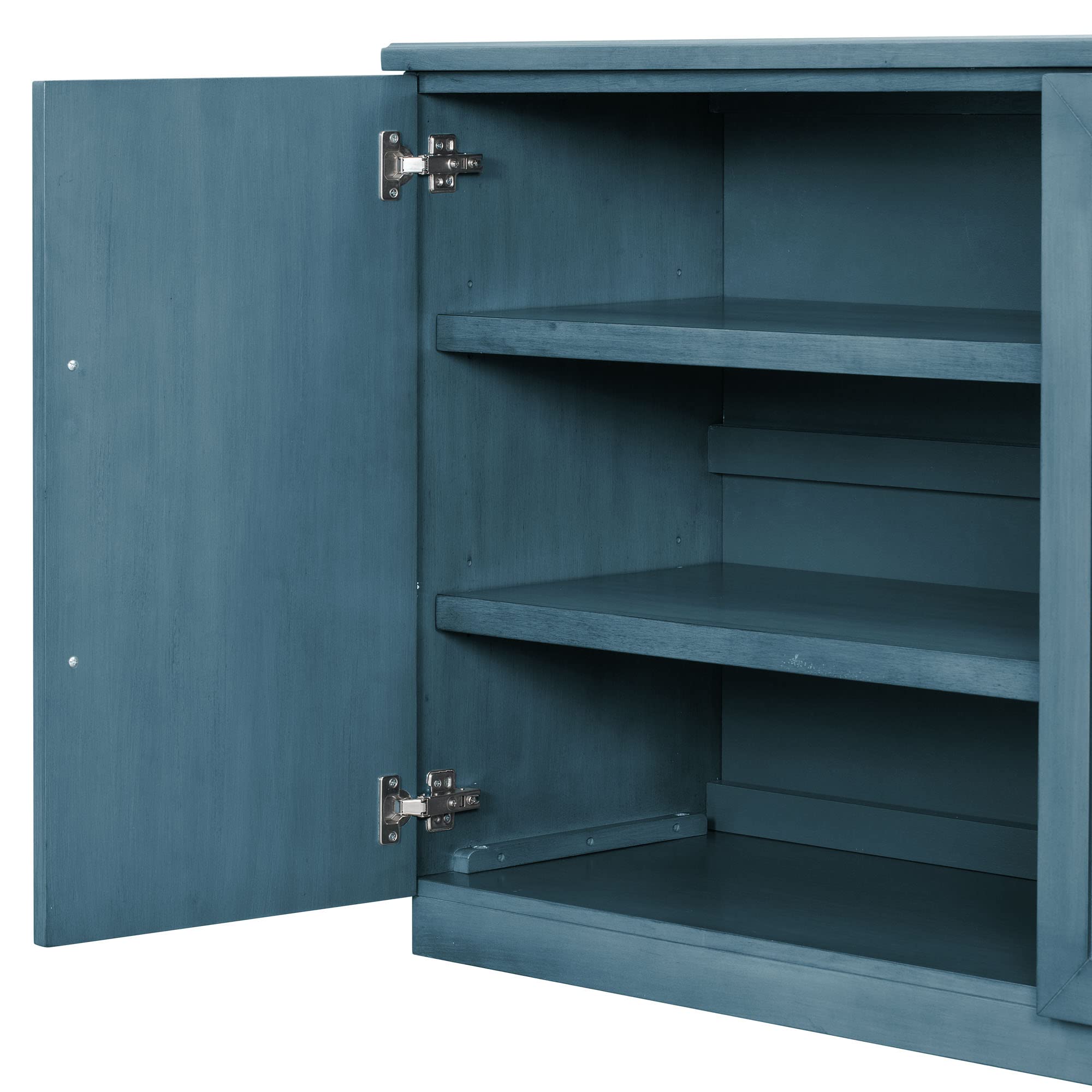 Modern Buffet Sideboard Storage Cabinet with 4 Doors & 4 Adjustable Shelves - Entryway Hallway Console Table, Coffee Bar Cabinet (Antique Blue) - Perfect for Dining Room Storage, Living Room Organization & Kitchen Coffee Station
