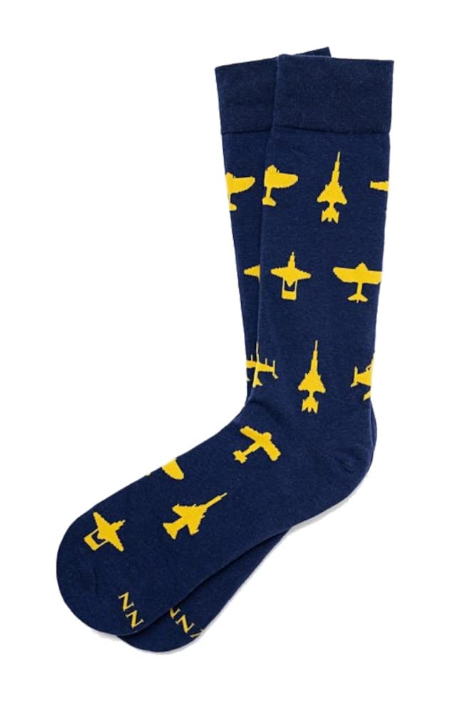 Men's Aviation Military Airplane Novelty Crew Dress Socks - Perfect for Pilots, Flight Enthusiasts & Unique Gift Ideas