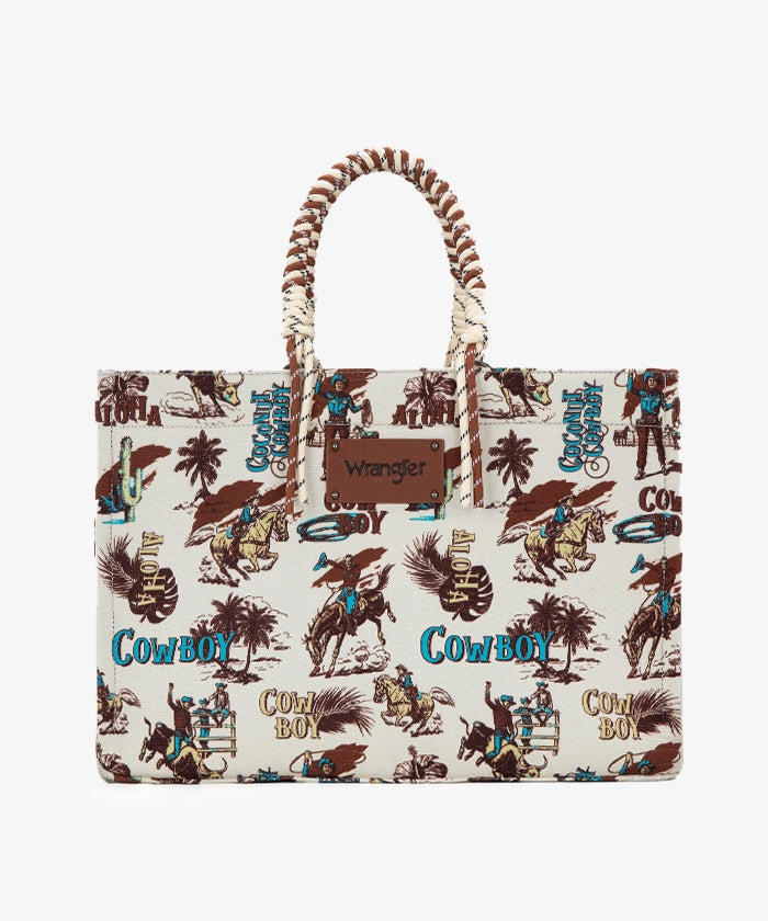 Wrangler Cowboy Print Tote Bag - Stylish Western Design for Women & Men - Perfect for Shopping, Travel & Outdoor Adventures
