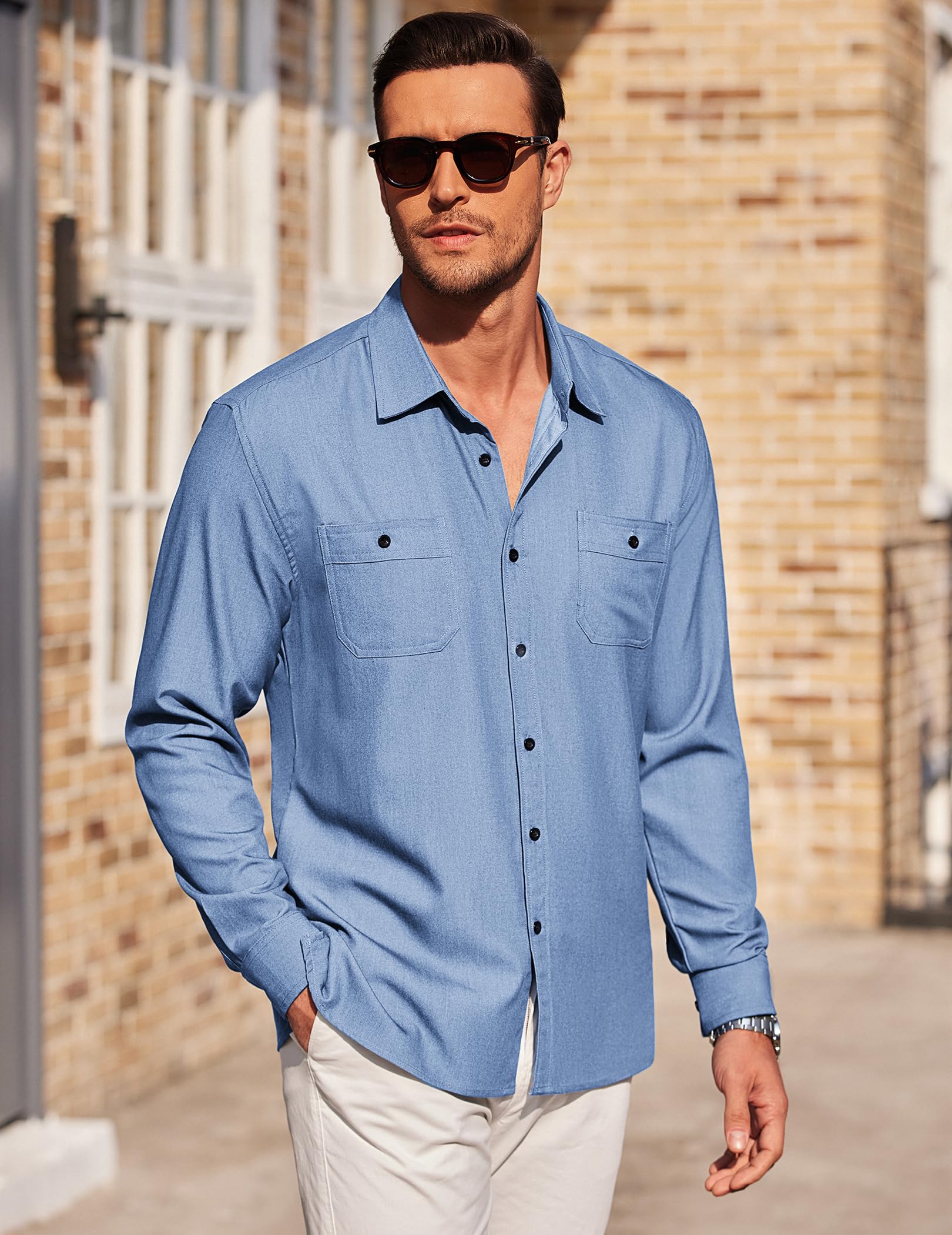 COOFANDY Men's Casual Button Down Shirts - Long Sleeve Wrinkle-Free Dress Shirts for Office, Business & Everyday Wear | Comfortable Untucked Fit for Work & Social Events