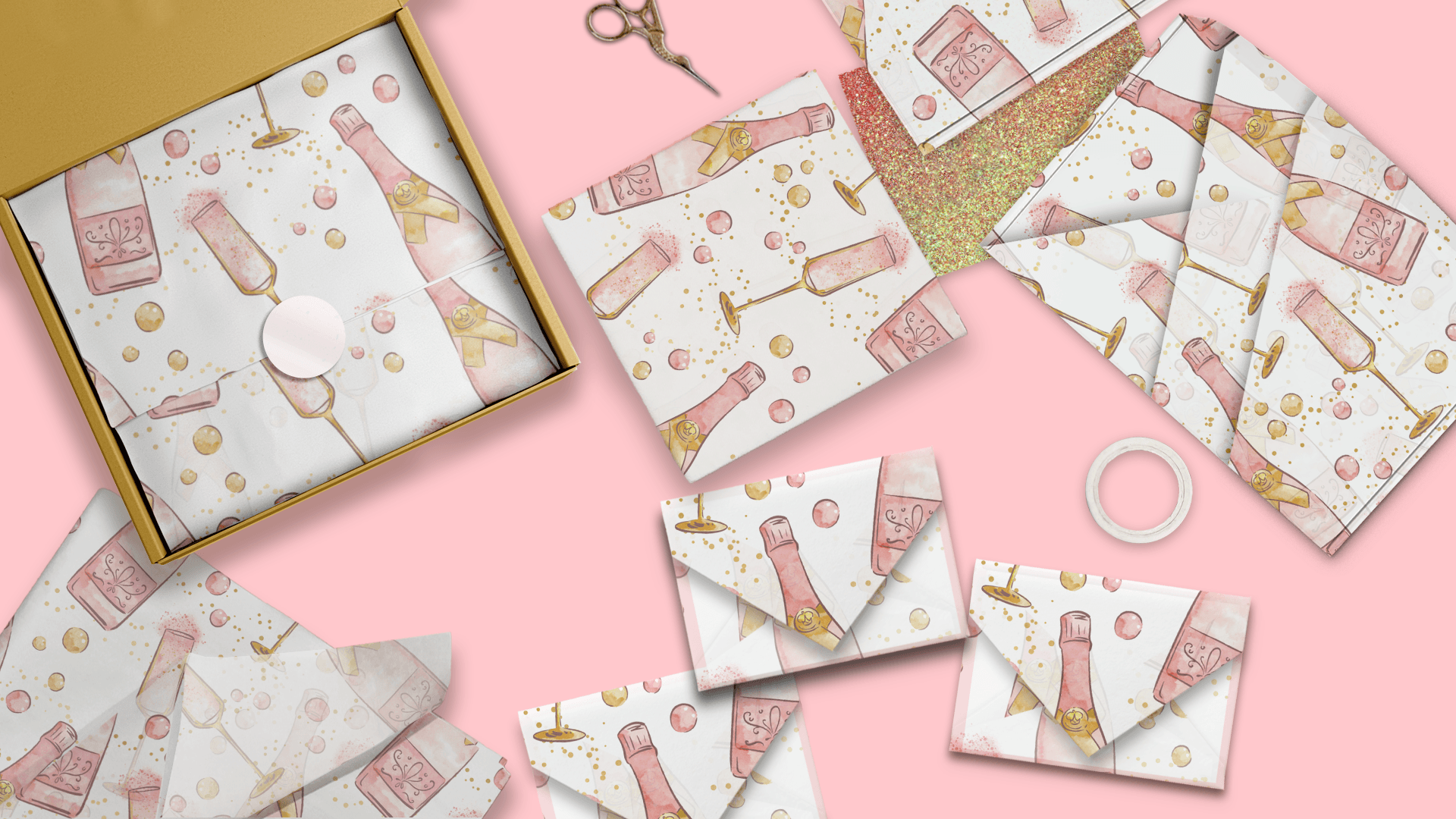 Elegant Champagne Bottle Tissue Wrapping Paper - Gift Wrap for Wine Bottles, Party Favors & Wedding Decorations