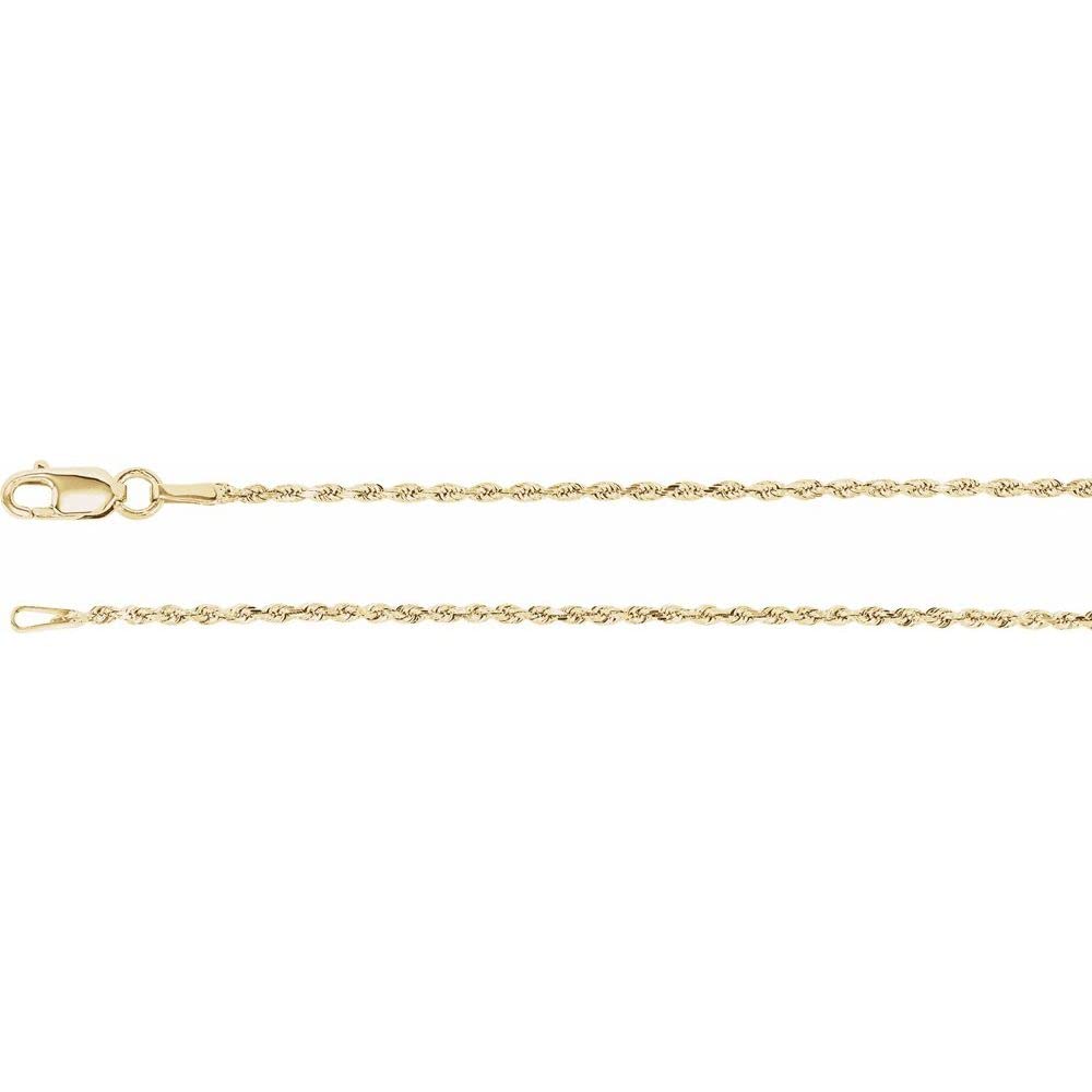 14K Yellow Gold 1.3mm Diamond Cut Rope Chain Necklace 18 Inch - Elegant Dainty Jewelry for Women, Perfect Gift for Birthday, Anniversary & Valentine's Day