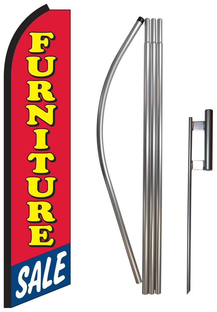 Premium Feather Flag Kit with Flagpole & Ground Spike - Outdoor Advertising & Furniture Sale Promotion - Perfect for Retail Stores, Car Dealerships & Events