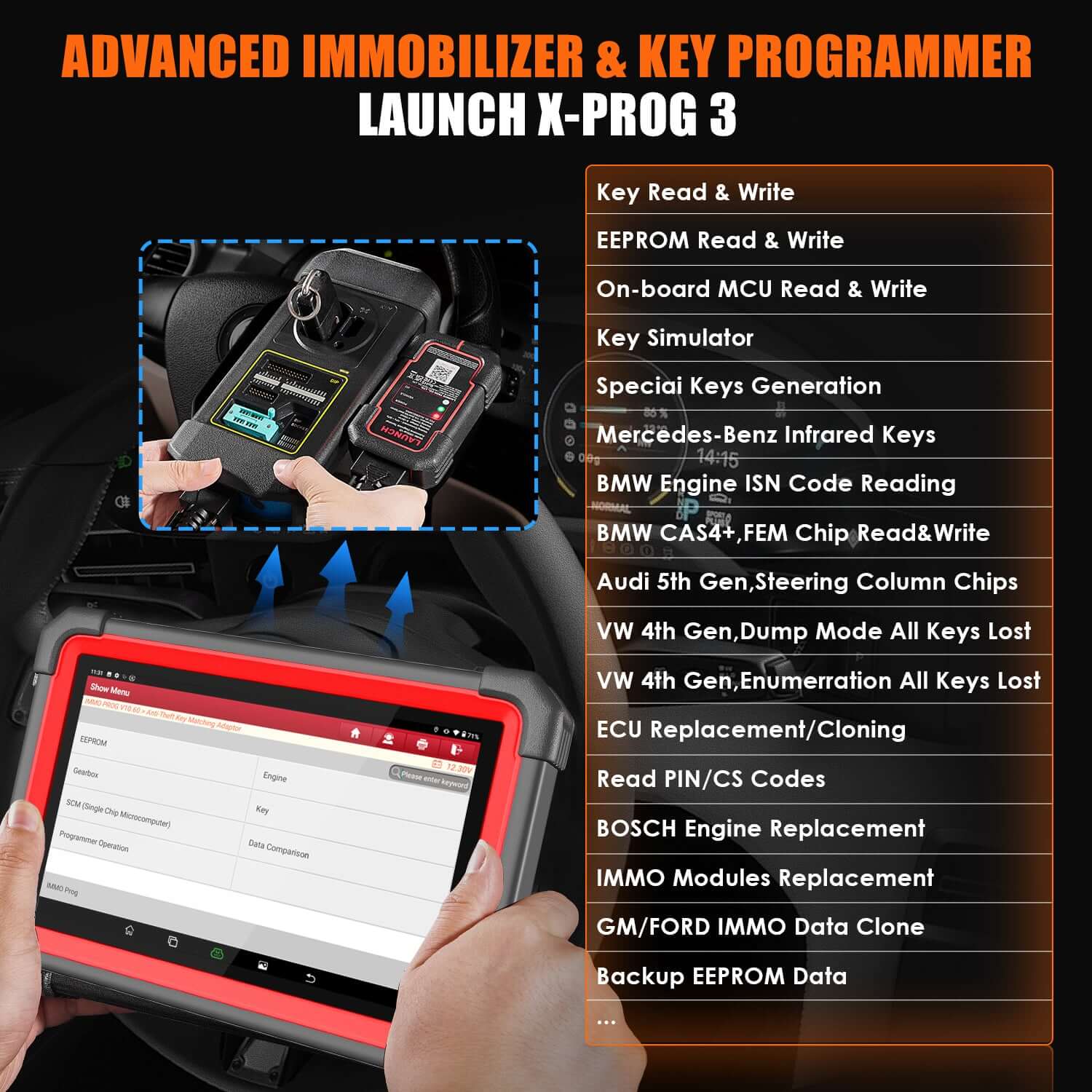 LAUNCH X431 IMMO Plus Key Programmer & ECU Coding OBD2 Scanner - Automotive Diagnostic Tool for Key Programming, ECU Coding, and Car Diagnostics | Perfect for Mechanics, Auto Shops, and DIY Car Enthusiasts