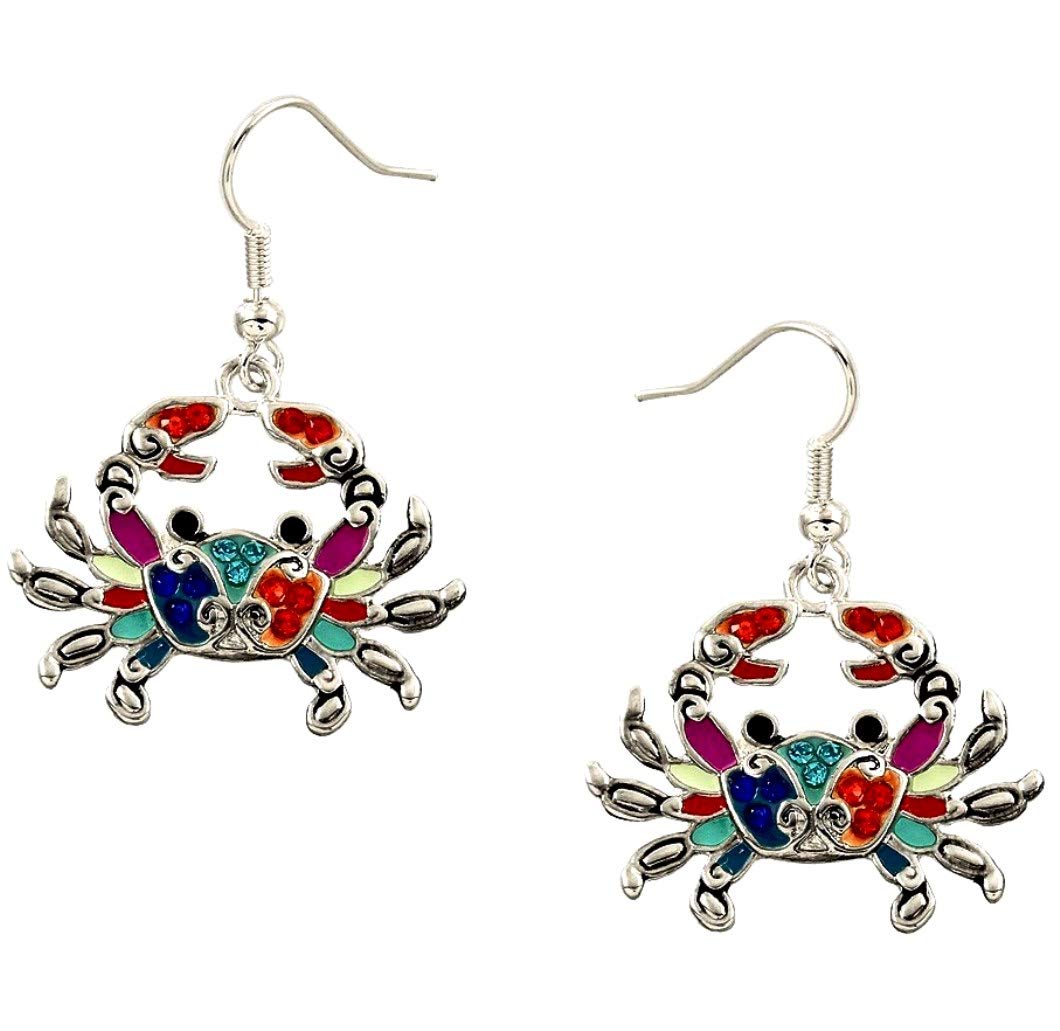 Stylish DianaL Boutique Crab Earrings with Fish Hook & Enamel Beads - Fashion Jewelry Gift Set (Perfect for Beach Parties, Summer Outfits & Unique Gifts)