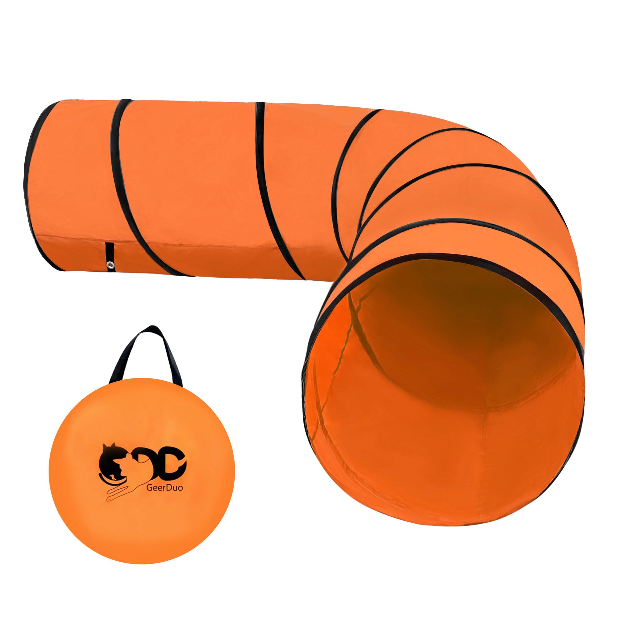 Premium Dog Agility Tunnel for Training - Portable Pet Obstacle Course with Carry Bag (Orange) | Perfect for Backyard Agility Practice, Dog Sports & Professional Competitions