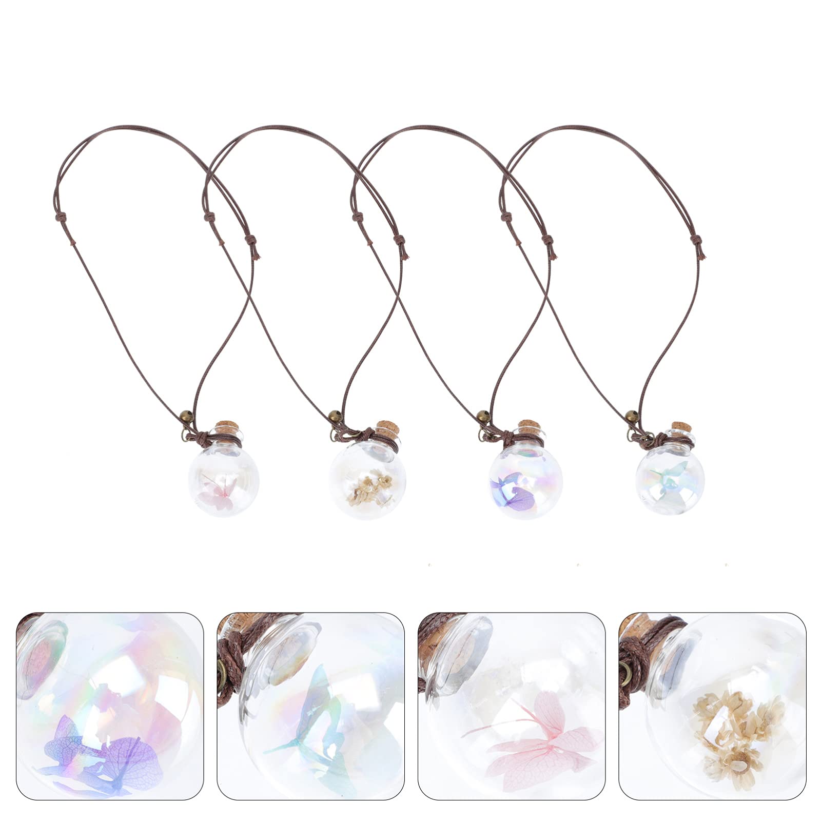 Beaupretty 4pcs Refillable Perfume Bottle Pendant - Car Interior Hanging Ornament, Glass Aromatherapy Air Freshener, Auto Perfume Necklace for Home, Office, and Travel Use