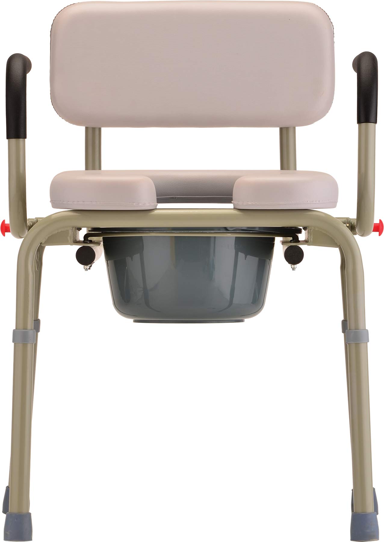 NOVA Medical Drop Arm Commode with Padded Seat - Adjustable Height Bedside Toilet Chair with Bucket, Lid & Splash Guard for Elderly & Disabled - Gray Stand-Alone Commode for Home Care & Hospital Use