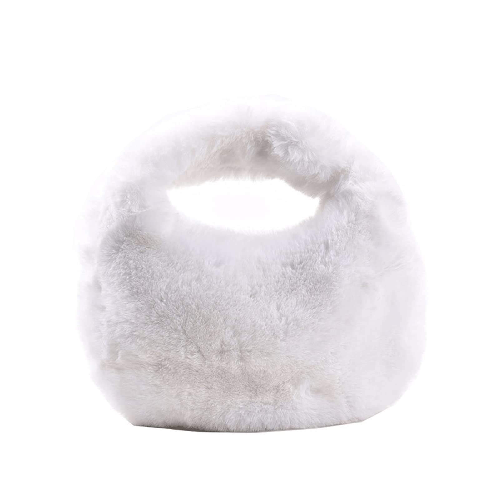Winter Women's Plush Fluffy Tote Bag - Elegant Solid Color Handbag Purse for Ladies, Portable Shopper Clutch (White, One Size) - Perfect for Work, Shopping & Holiday Gifts
