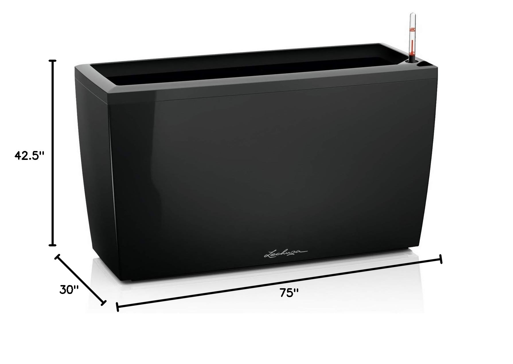 Lechuza CARARO Premium Black High Gloss Self-Watering Planter 18809 - Perfect for Indoor Plants, Home Decor & Office Spaces