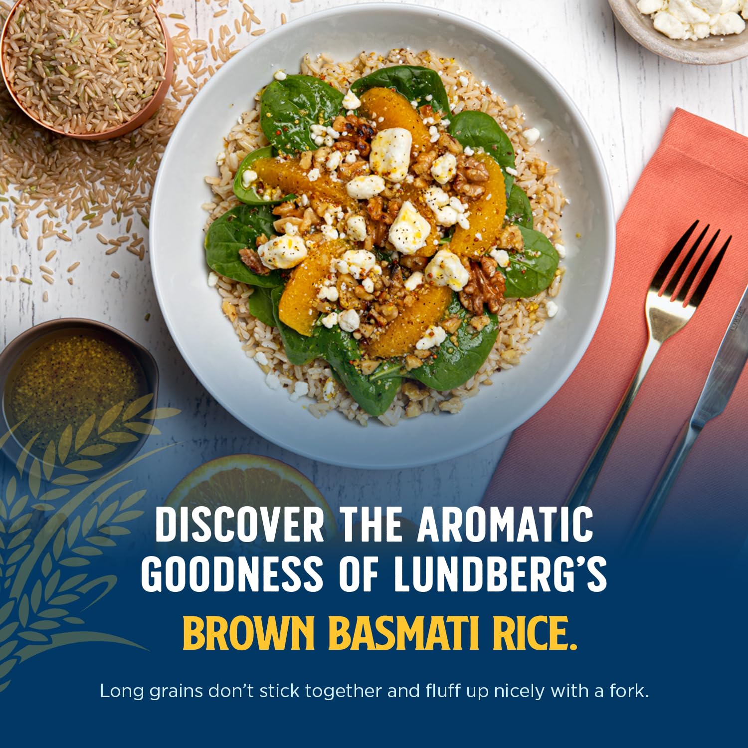 Organic Lundberg Basmati Brown Rice - Long Grain, Non-Sticky & Fluffy Aromatic Rice Grown in California | 32 Oz (Pack of 6) | Perfect for Meal Prep, Healthy Cooking & Pantry Staples | Includes Free Chip Clip