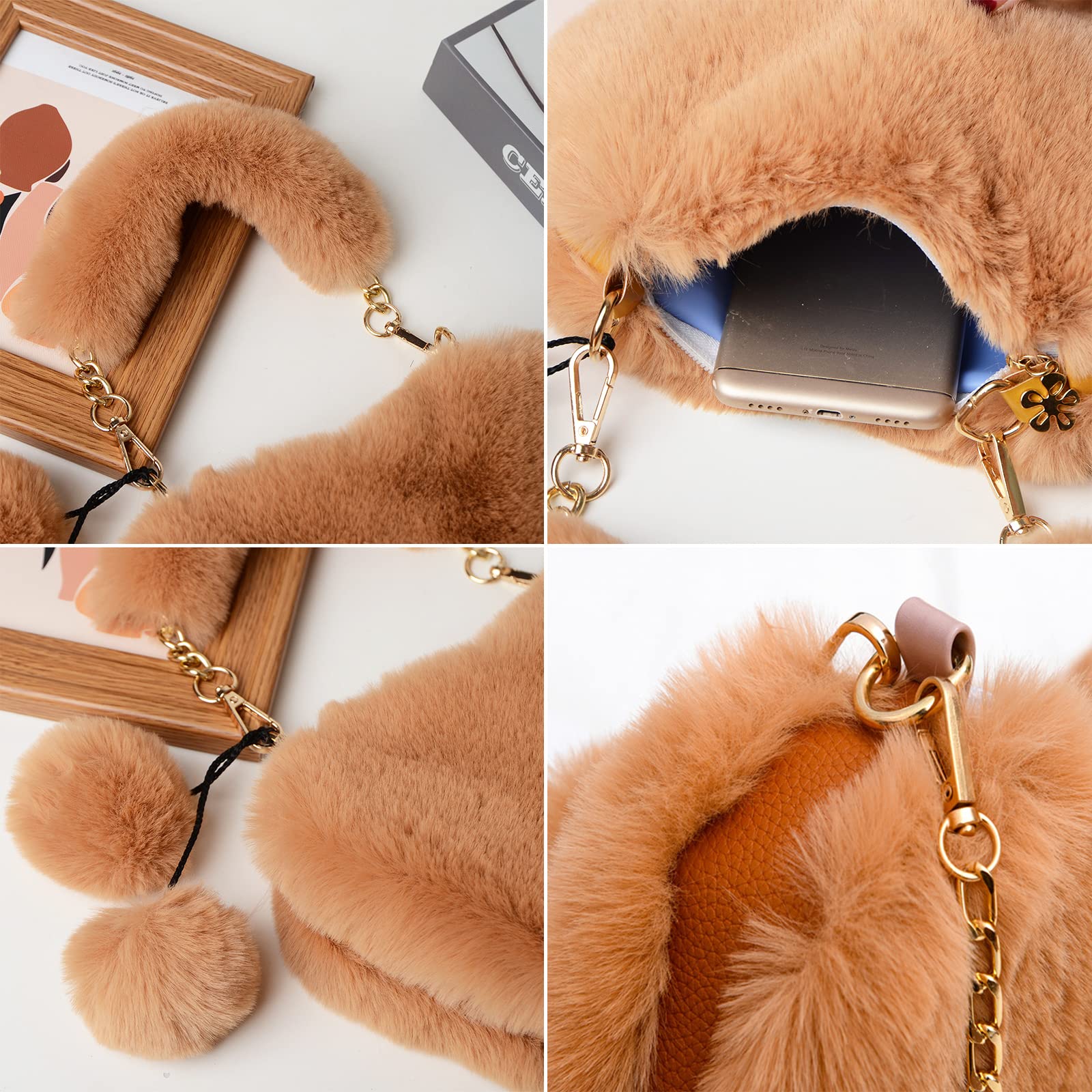 Rejolly Heart Shaped Faux Fur Handbag for Women & Girls - Soft Fluffy Small Shoulder Bag Clutch Purse - Perfect for Parties, Dates & Everyday Use
