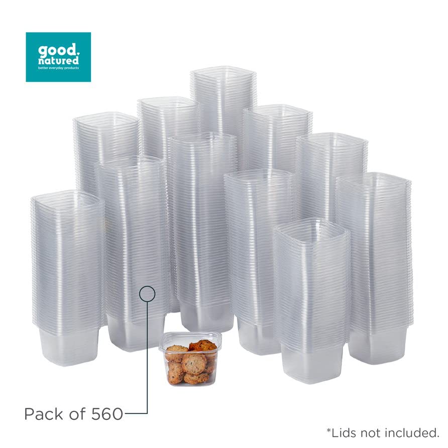 Good Natured 24 oz Deli Containers (Pack of 560) - 99% Plant-Based BPA-Free Food Storage Containers | Stackable Square Containers for Meal Prep, Leftovers & Restaurant Takeout