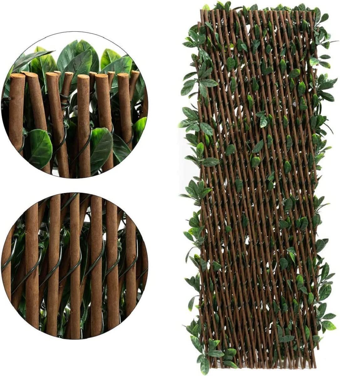 DOEWORKS Expandable Fence Privacy Screen - 2PCS Artificial Ivy Fencing Panels for Balcony, Patio, Backyard & Garden Decor | UV Resistant Outdoor Privacy Barrier for Home, Wedding Backdrop & Landscape Design