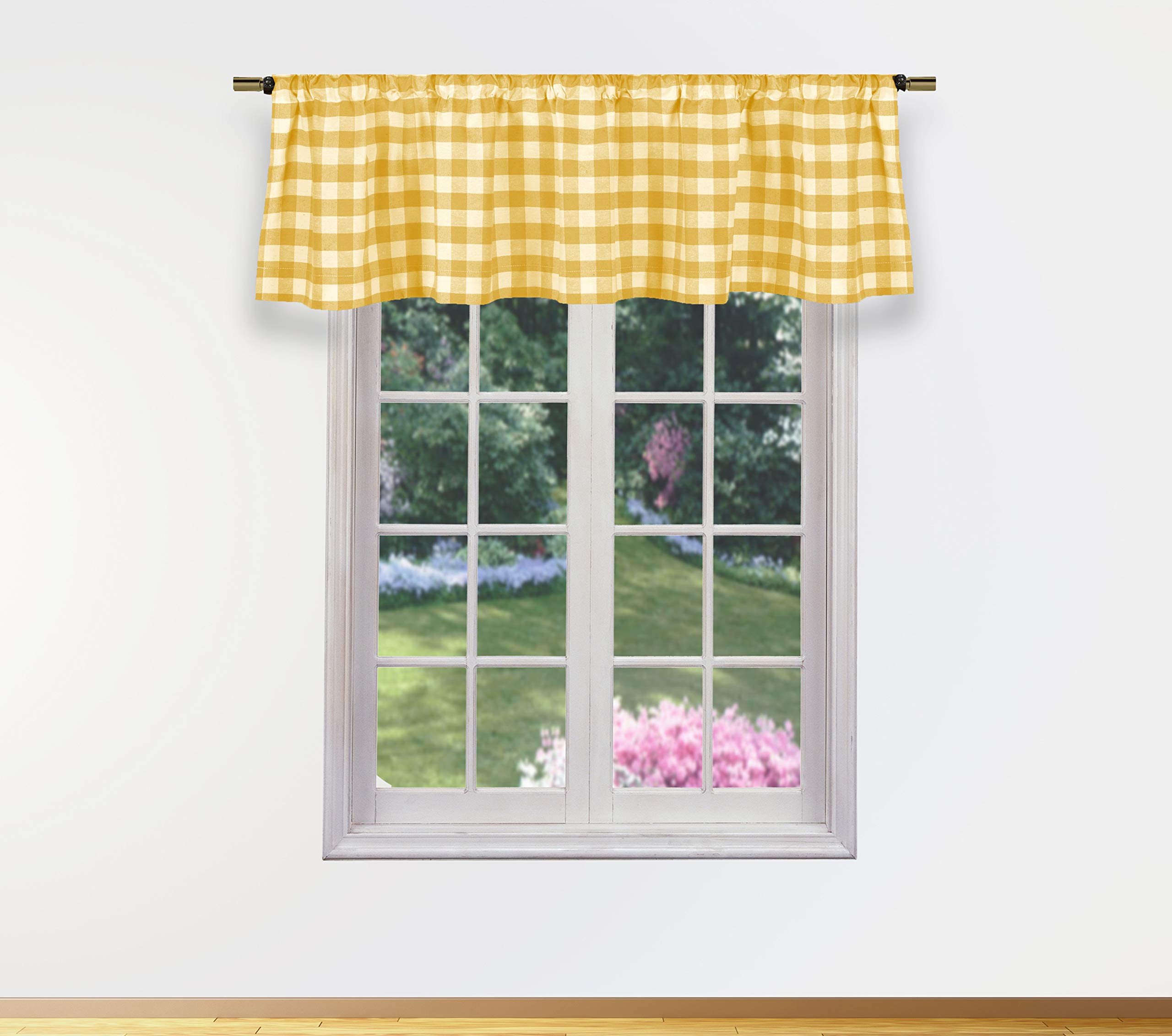 Kingston Kitchen Valance 58x15 Inches - Yellow Window Curtain Valance for Farmhouse, Country & Modern Kitchens - Perfect for Windows, Doors & Home Decor